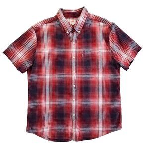 Levi's Shirt Men's XL Red Plaid Modern Fit Button Up Western Short Sleeve EUC